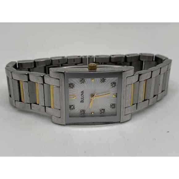 Bulova White Dial 2-Tone Stainless Steel Women's Watch 98P39 New Battery - Picture 5 of 9